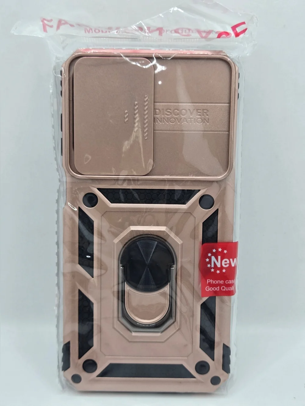 Rugged Shockproof Phone Case w/ Ring Holder & Camera Slide Cover SX A15 Beige‎